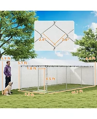 Ruie 20 ft Outdoor Dog Kennel with Waterproof Roof and Double Locks