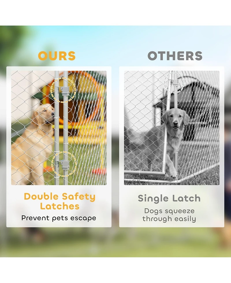Ruie Heavy Duty Chain Link Outdoor Dog Run with Waterproof Roof