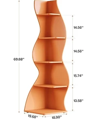 Tribesigns Wavy Corner Shelf Set of 2: 5-tier Curvy Bookshelf. Unique Plant Stand Display Shelf for Living Room, Small Space