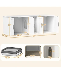 Ruie Double Room Cat Litter Box Enclosure with Scratching Mat