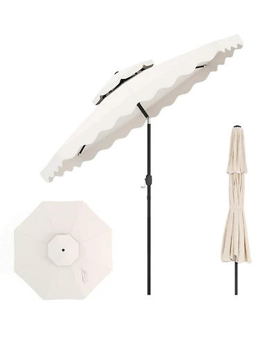 Sugift 9 feet Patio Umbrella with Push Button Tilt Crank Lift and Vented Double Top