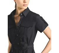Derek Lam 10 Crosby Women's Cap-Sleeve Collared Cotton Belted Shirt Dress