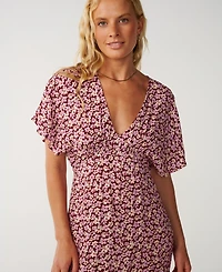 Rip Curl Women's Party Wave V-Neck Poplin Maxi Dress