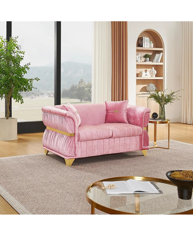 Streamdale Furniture 61.8" Modern Velvet Loveseat Sofa with 2 Pillows