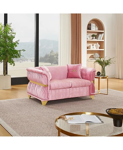 Streamdale Furniture 61.8" Modern Velvet Loveseat Sofa with 2 Pillows