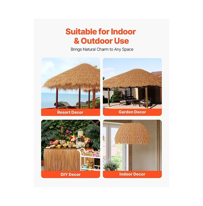 Sugift Artificial Thatch Roof Mexican Style Tiki Bar Hut Roofing Waterproof Fire Resistant