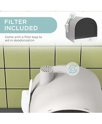 Enclosed Cat Litter Box with Lid Filter Scoop and Mat