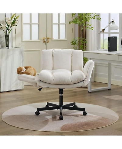 Streamdale Furniture Modern Chenille Swivel Office Chair with Adjustable Armrests