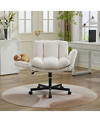 Streamdale Furniture Modern Chenille Swivel Office Chair with Adjustable Armrests