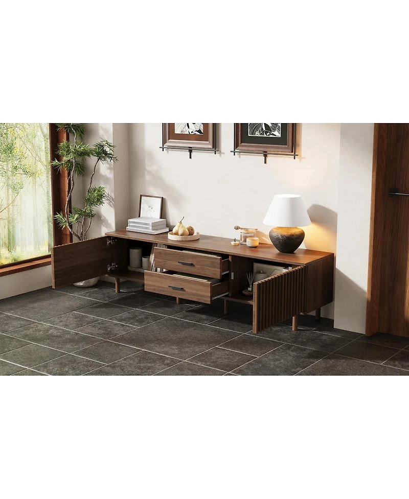 Streamdale Furniture 70-Inch Modern Tv Stand for TVs up to 80 Inches with Storage and Wood Legs