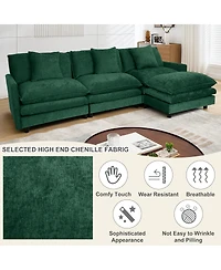 Streamdale Furniture =108-Inch L-Shaped Modular Chenille Fabric Sofa
