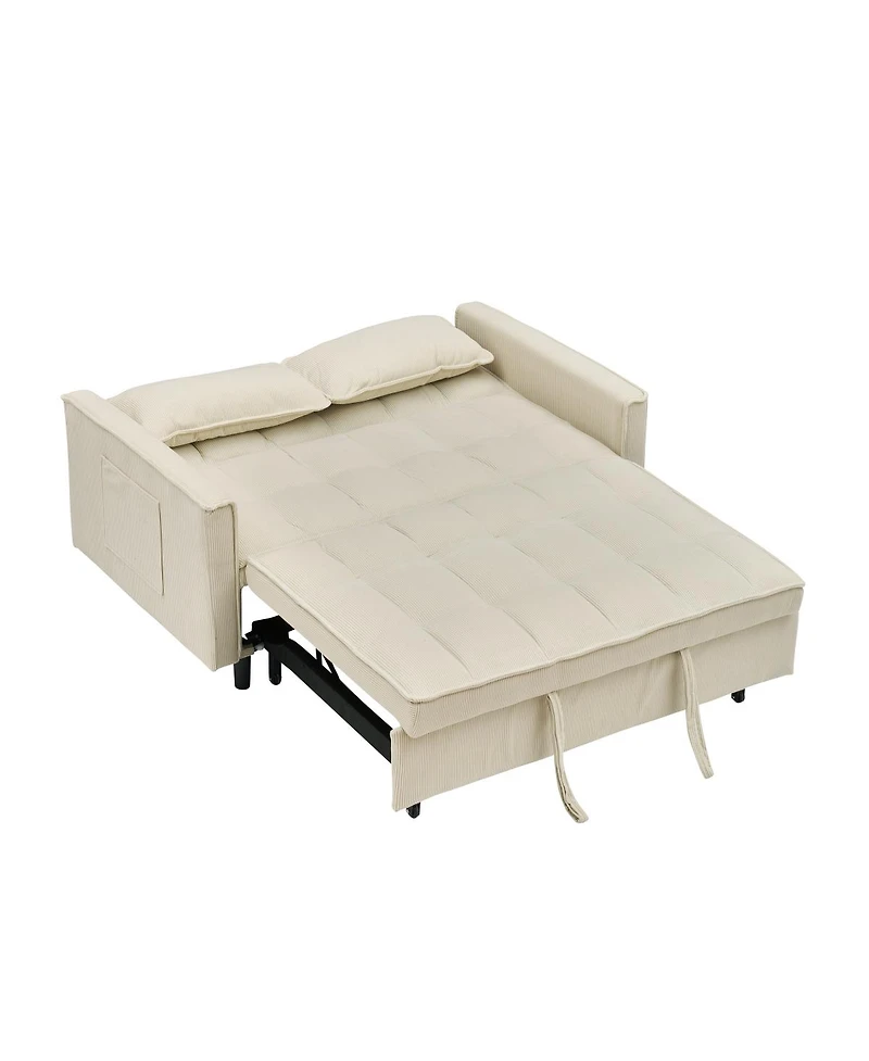 Streamdale Furniture 54.3" Corduroy Modular Sleeper Sofa with Pull Out Bed