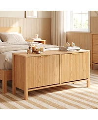 Slickblue Wooden Shoe Storage Bench with 2 Flip Drawers for Entryway Organization