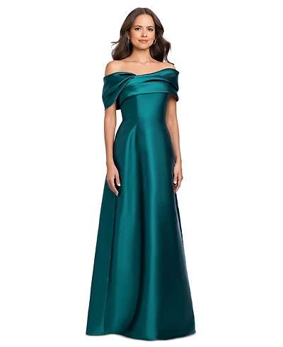 Betsy & Adam Women's Off-the-Shoulder A-Line Gown