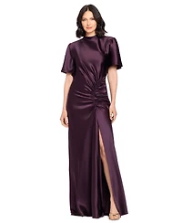Betsy & Adam Women's Flutter-Sleeve Gown