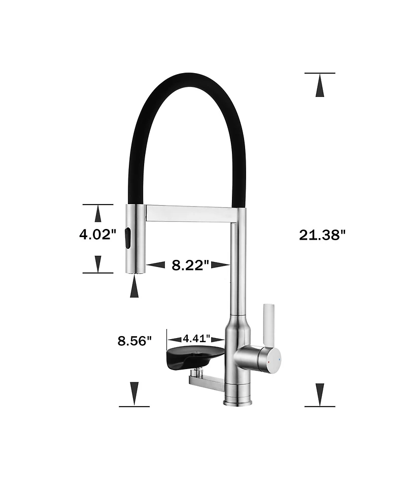 Busdays Brushed Nickel Kitchen Faucet with Magnetic Pull Out Sprayer 360 Swivel Single Handle High Arc Glass Rinser Included