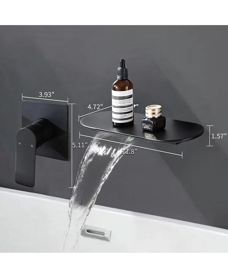 Busdays Single Handle Wall Mount Bathroom Faucet Waterfall Spout Brass Rough In Valve for Sink or Bathtub