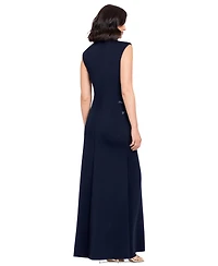 Betsy & Adam Women's Floral Mock Neck Gown