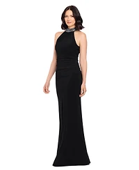 Betsy & Adam Women's Halter Neck Stud Jersey Dress