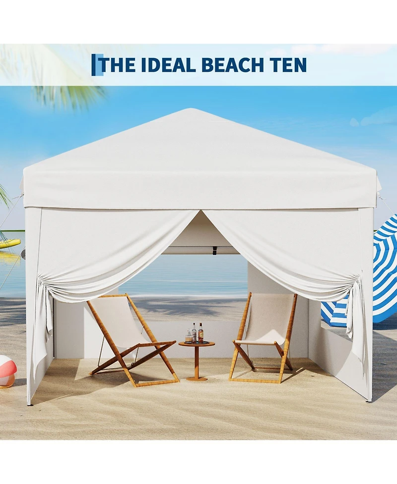 homfan 10x10 ft Pop Up Canopy with Sidewalls, Sandbags and Carry Bag