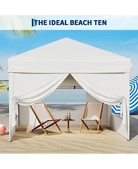 homfan 10x10 ft Pop Up Canopy with Sidewalls, Sandbags and Carry Bag