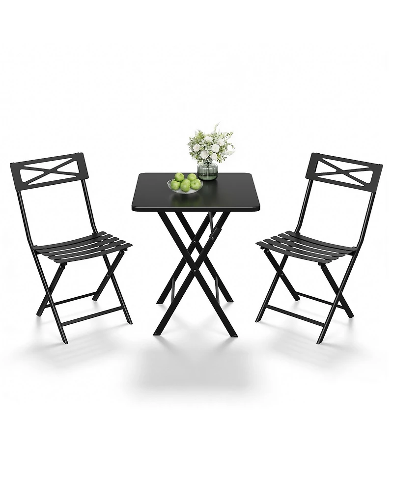 gaomon 3-Piece Patio Bistro Set - Iron Metal Table And Chairs For Outdoor Balcony Seating