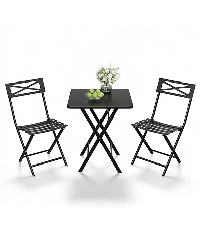 gaomon 3-Piece Patio Bistro Set - Iron Metal Table And Chairs For Outdoor Balcony Seating