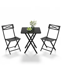 gaomon 3-Piece Patio Bistro Set - Iron Metal Table And Chairs For Outdoor Balcony Seating