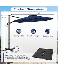 Sugift 10 feet Cantilever Patio Umbrella with Easy Tilt Adjustment and Foot Pedal Rotation