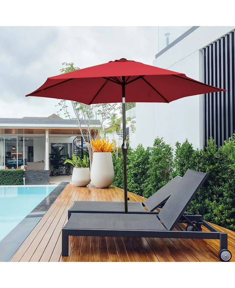 Sugift Outdoor Market Patio Table Umbrella Push Button Tilt Crank Lift