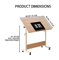 homfan Adjustable Standing Desk on Wheels, 31.5"x15.7" Foldable Laptop Table with Locking Casters