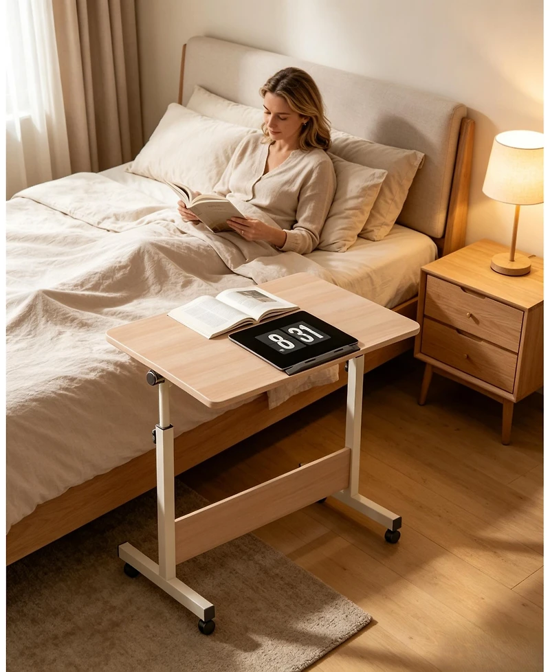 homfan Adjustable Standing Desk on Wheels, 31.5"x15.7" Foldable Laptop Table with Locking Casters