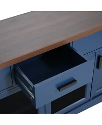 Streamdale Furniture Modern 67" Tv Console with Glass Doors, Storage Drawers and Adjustable Shelves