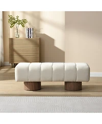 Flynama Chenille Upholstered Dining Bench, Fully Assembled 300lbs Capacity