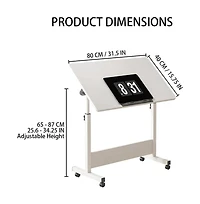 homfan Adjustable Standing Desk on Wheels, 31.5"x15.7" Foldable Laptop Table with Locking Casters,