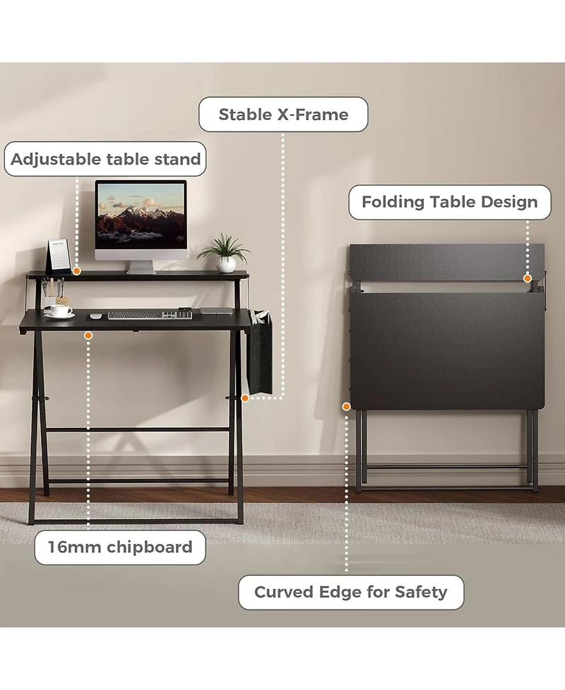 homfan Opens in seconds with zero assembly required arrives fully assembled and ready to use as an instant workspace for dorm rooms and apartments.