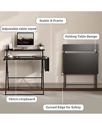 homfan Opens in seconds with zero assembly required arrives fully assembled and ready to use as an instant workspace for dorm rooms and apartments.
