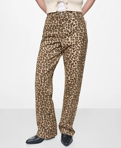 Dkny Jeans Women's Animal Print Mid-Rise Straight Leg