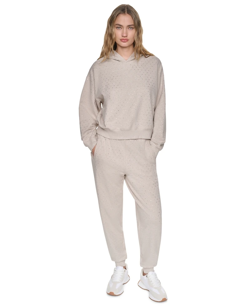 Dkny Jeans Women's Rhinestone Hooded Pull-On Sweatshirt