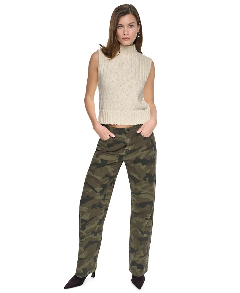 Dkny Jeans Women's Mid-Rise Relaxed Straight Camo Print