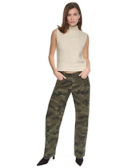 Dkny Jeans Women's Mid-Rise Relaxed Straight Camo Print