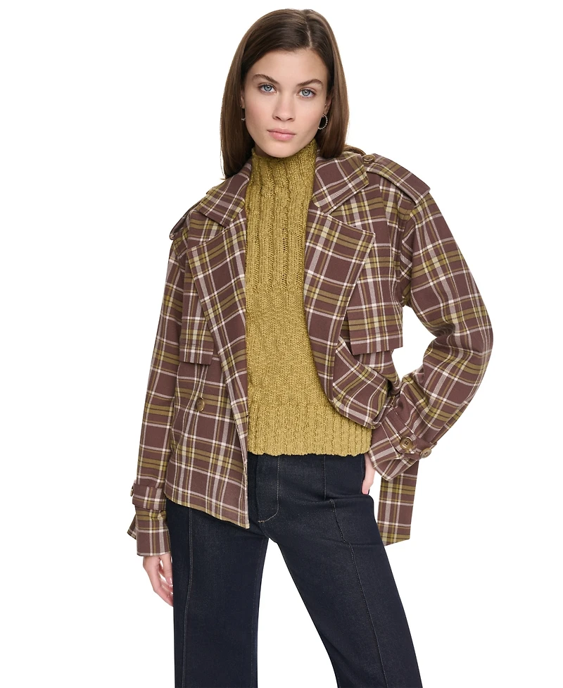 Dkny Jeans Women's Double Breasted Short Trench Jacket
