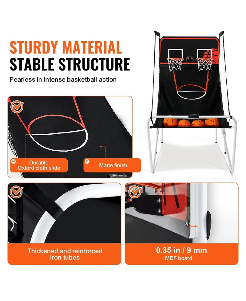 Vevor Foldable Indoor Double Basketball Arcade Game 2 Player Balls