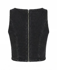 Modenaire Women's Denim Vest Top And Wide-Leg Pant Set