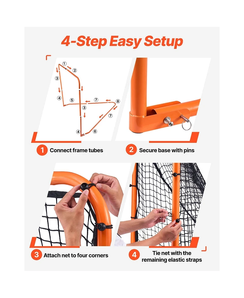Vevor Lacrosse Goal Net Folding Backyard Lacrosse Training Equipment Steel