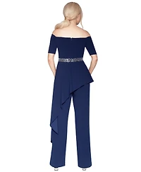 White Tie by Shani Women's Embellished-Waist Jumpsuit