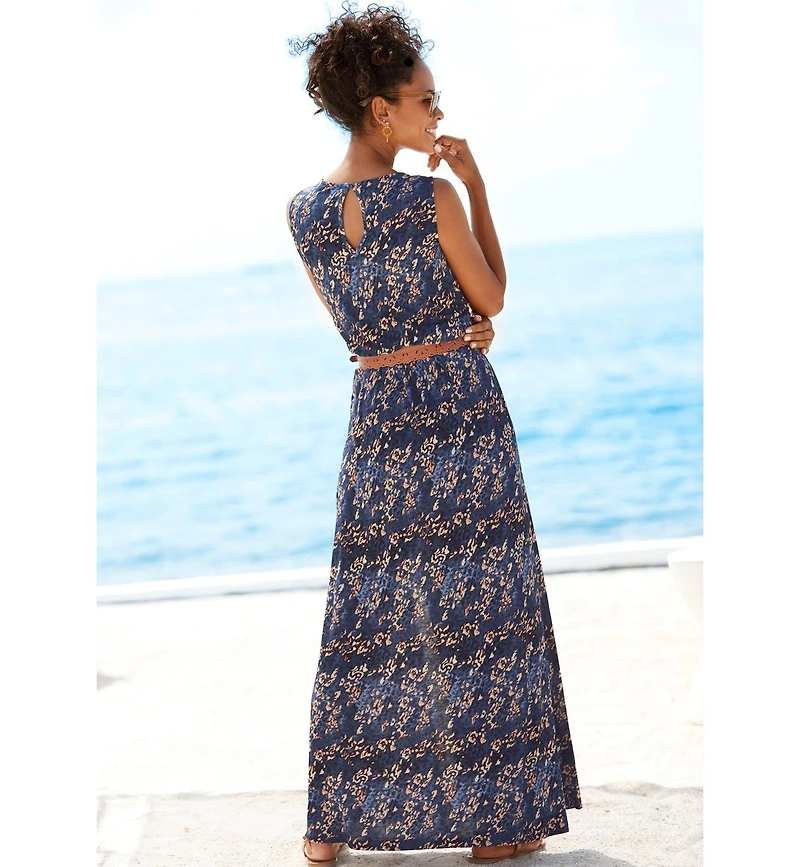 Lascana Women's Sleeveless Leopard Cheetah Print Maxi Dress