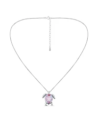 Macy's Pink Shell Inlay Fine Silver-Plated Turtle Slide Necklace