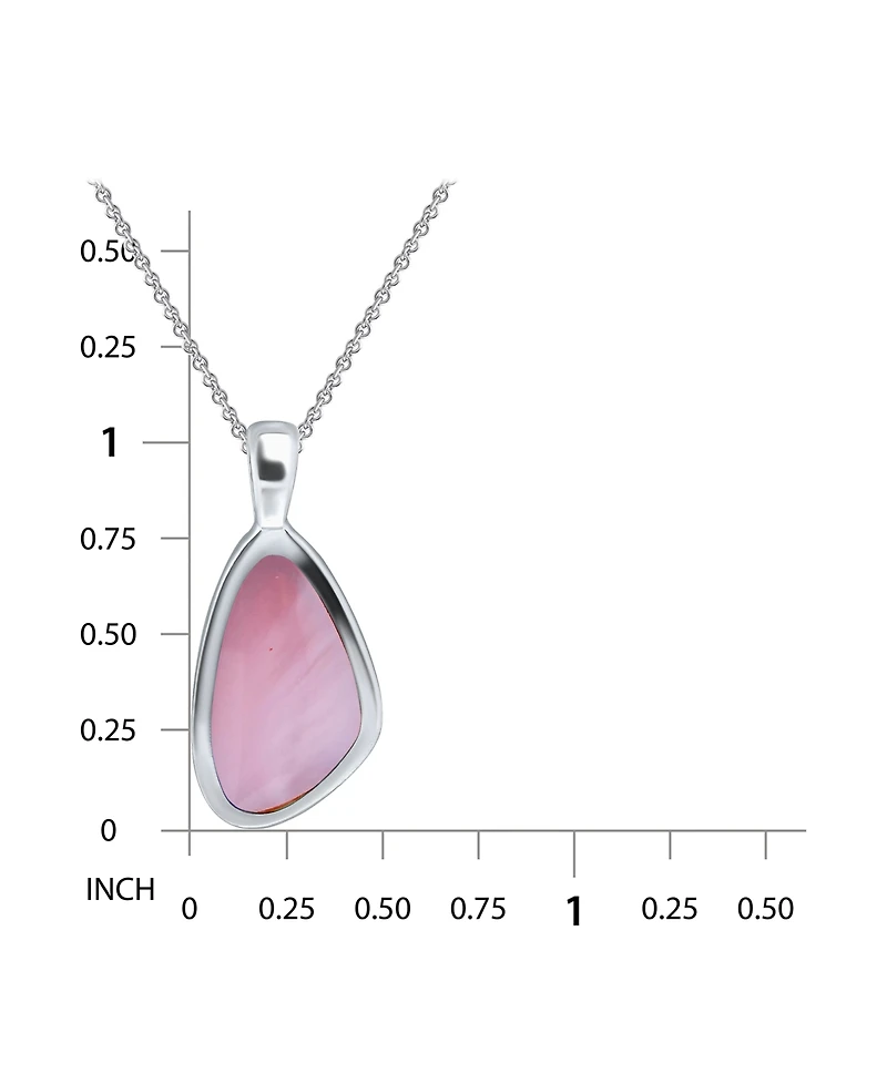 Macy's Pink Shell Inlay Fine Silver-Plated Freeform Shape Pendant Necklace