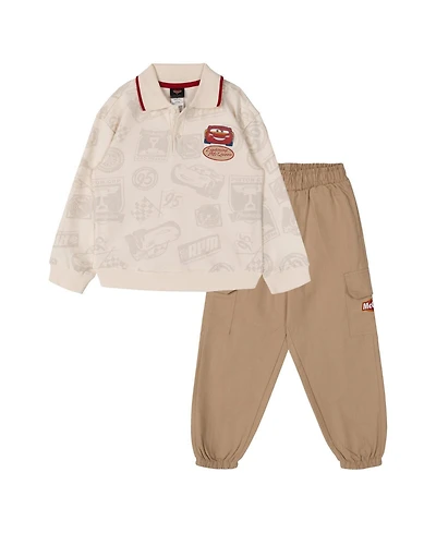 Cars Toddler Boy's (2T-4T) Lightning McQueen Two-Piece Polo Sweatshirt and Cargo Pants Set